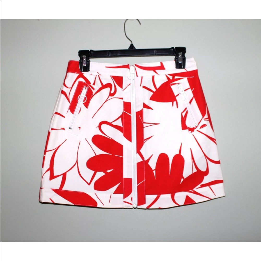 Ideology Stretch Cotton Skirt Size 4 Red White